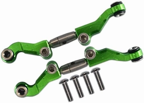 6pc Set Upgrades Aluminum Stainless Steel Adjustable Front Steering Tie Rod LOSI 1/18 2WD Mini-T 2.0 LOS01015 RC Cars by GPM (Green)