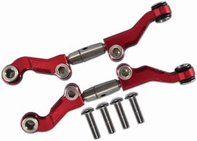6pc Set Upgrades Aluminum Stainless Steel Adjustable Front Steering Tie Rod LOSI 1/18 2WD Mini-T 2.0 LOS01015 RC Cars by GPM (red)