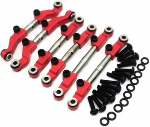6pcs Ajustable Stainless Steel Links Set Steering Link with Aluminum Ends Red for Losi 1/18 Mini-T 2.0 Mini-B LOS214013