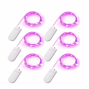 6PCS 2M 20-Leds Silver Wire Battery Powered Violet Fairy String Light for Decoration