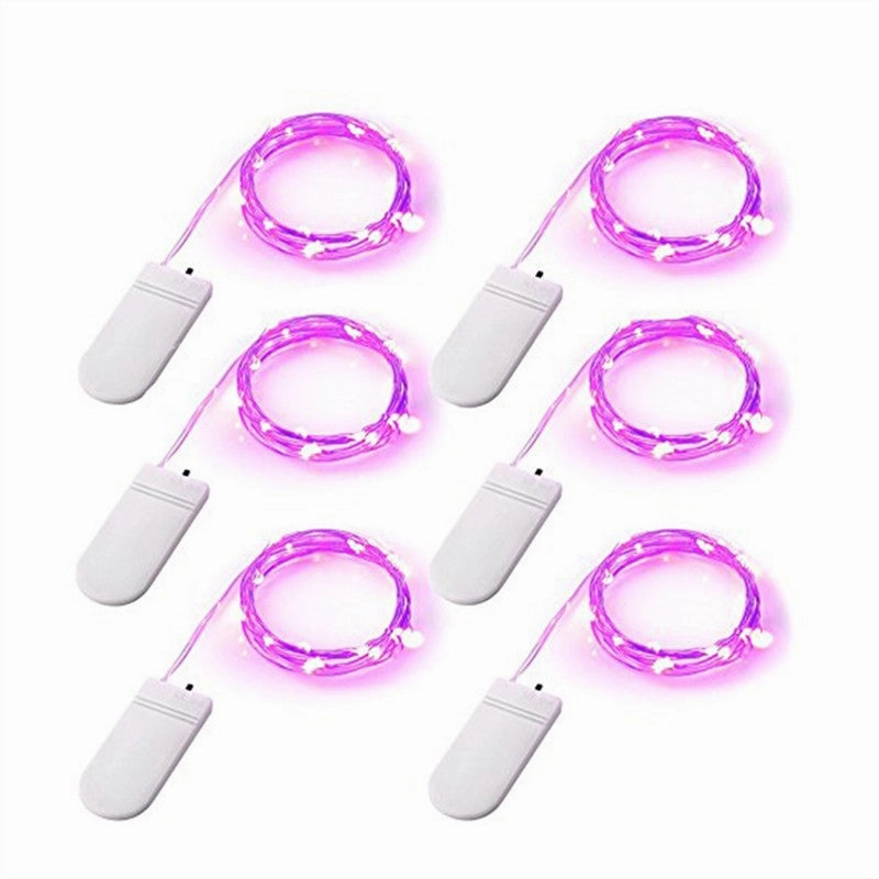 6PCS 2M 20-Leds Silver Wire Battery Powered Violet Fairy String Light for Decoration