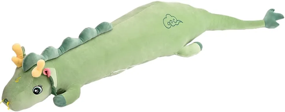 70.8in Cute Dragon Plush Long Body Pillow, Stuffed Animal Plush Pillow Long Throw Sleeping Toy Giant Pillow for Girls and Boys