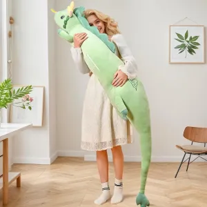 70.8in Cute Dragon Plush Long Body Pillow, Stuffed Animal Plush Pillow Long Throw Sleeping Toy Giant Pillow for Girls and Boys