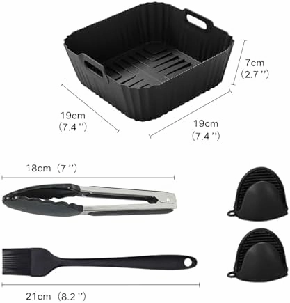 7pcs Air Fryer Accessories for Ninja Air Fryer Pro XL 6-in-1 - AF181 &AF141 6.5 QT Air Fryer, with brushes Clip Spatulas Baking trays Baking Needles Hand Clips,Recipes