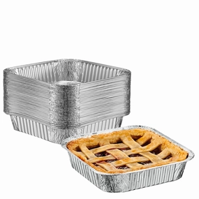 8x8 Square Foil Pans - Disposable Food Containers Perfect for Baking, Cooking, Heating, Storing, Broiling, Preparing Food (Without Lids)