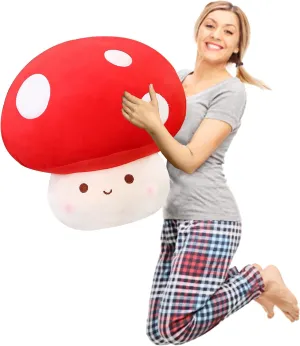9/12/23.6-Inch Mushroom Pillow Plush- Cute Mushroom Stuffed Animal Plush Toy Decorative Throw Pillows for Home Car Halloween Birthday Gift for Kids Adults
