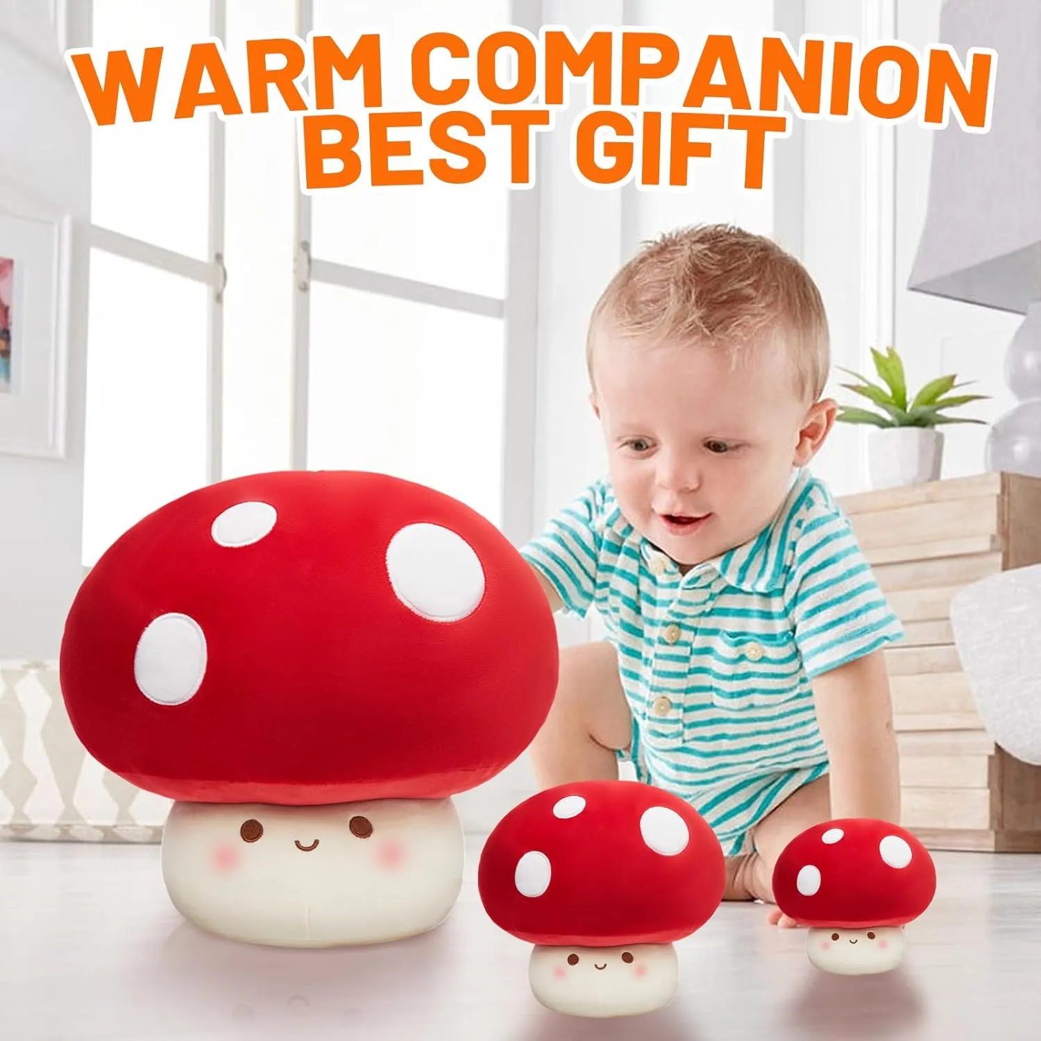 9/12/23.6-Inch Mushroom Pillow Plush- Cute Mushroom Stuffed Animal Plush Toy Decorative Throw Pillows for Home Car Halloween Birthday Gift for Kids Adults