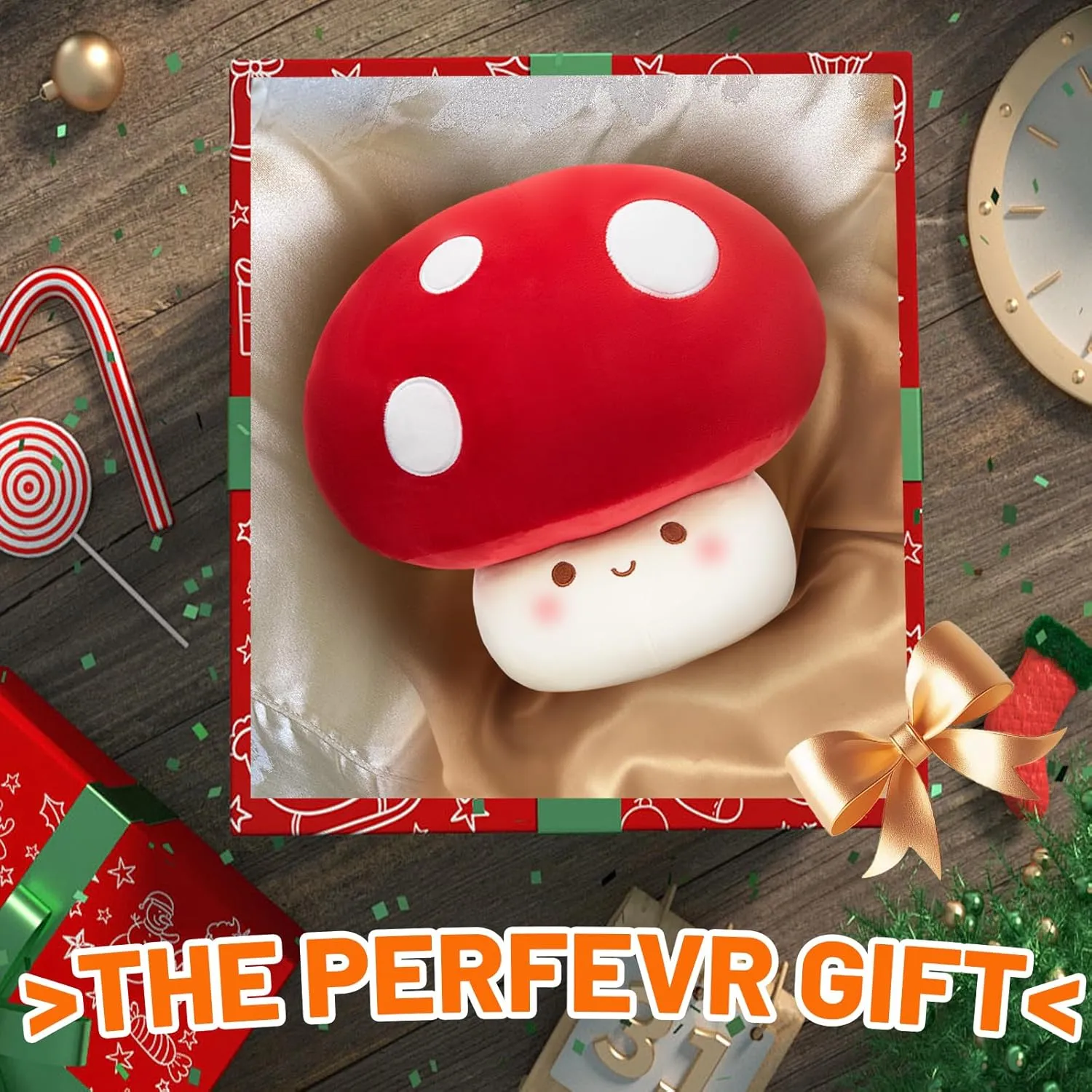 9/12/23.6-Inch Mushroom Pillow Plush- Cute Mushroom Stuffed Animal Plush Toy Decorative Throw Pillows for Home Car Halloween Birthday Gift for Kids Adults