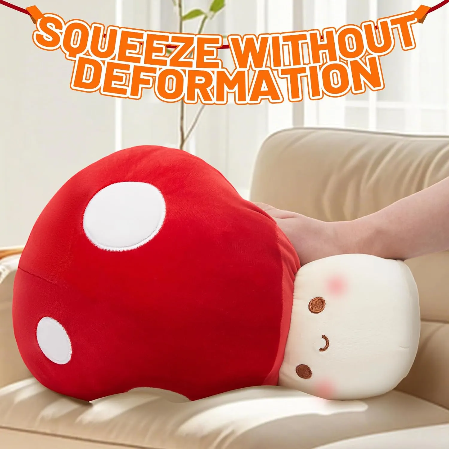 9/12/23.6-Inch Mushroom Pillow Plush- Cute Mushroom Stuffed Animal Plush Toy Decorative Throw Pillows for Home Car Halloween Birthday Gift for Kids Adults