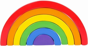 (Wooden Rainbow) | Wooden Toy Stacking Blocks | Balancing Jumbo Block Set | Stacking Montessori Toys for 3-Year-Old Blockworlds - Nature Themed Nesting Blocks 6pc