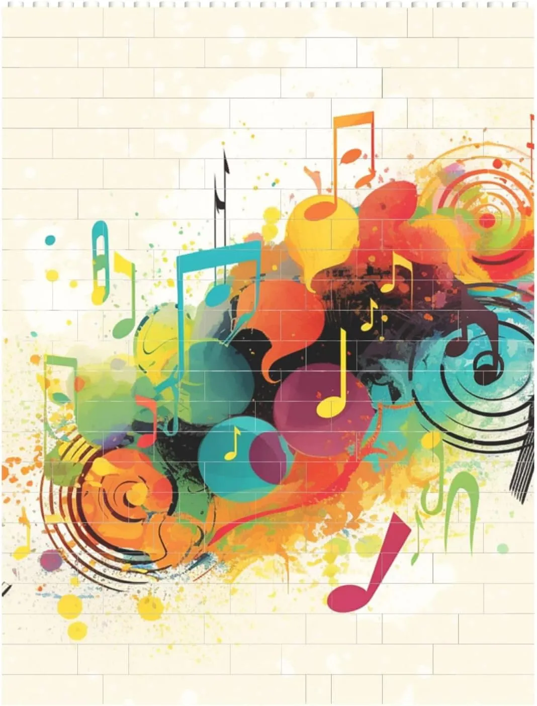 Abstract Music Themed Building Block Puzzle Personalized Building Bricks for Adults Square Shaped Block Puzzle Building Brick Block Puzzles Valentine's Day Gifts for Home Decor Brick Puzzle