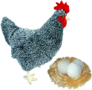 Adore 12" Standing Barbara The Hen Chicken with Eggs and Nest Stuffed Animal Plush Toy