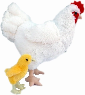 Adore 12" Standing Pearl The Hen Chicken with Baby Chick Plush Stuffed Animal Toy