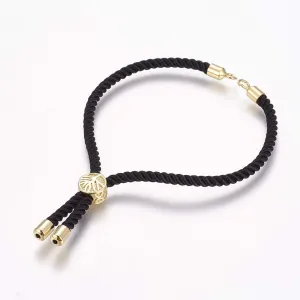 Airssory 10 pcs Black Color Adjustable Nylon Slider Bracelets Making Cord Unfinished Twisted Rope with Open Jump Ring for DIY Jewelry String Bracelet Wrist Anklet Decoration