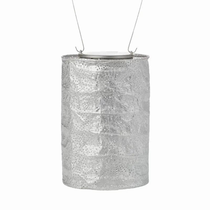 Allsop Soji Stella 7.5" Cylinder Solar Lantern in Silver