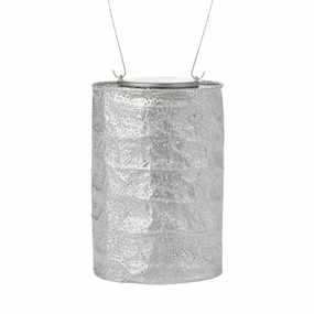 Allsop Soji Stella 7.5" Cylinder Solar Lantern in Silver