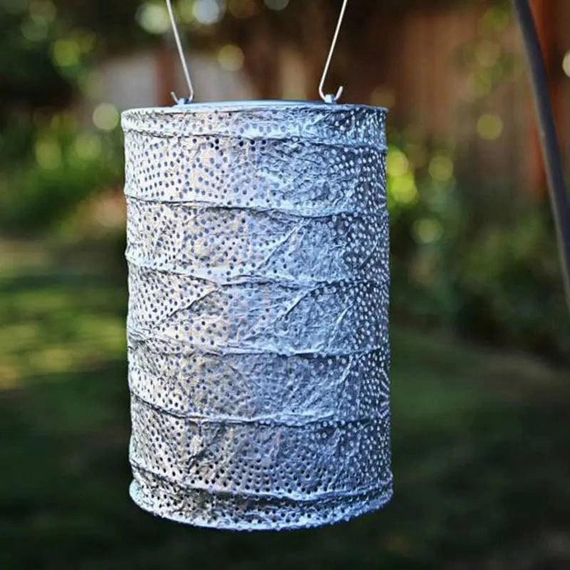 Allsop Soji Stella 7.5" Cylinder Solar Lantern in Silver