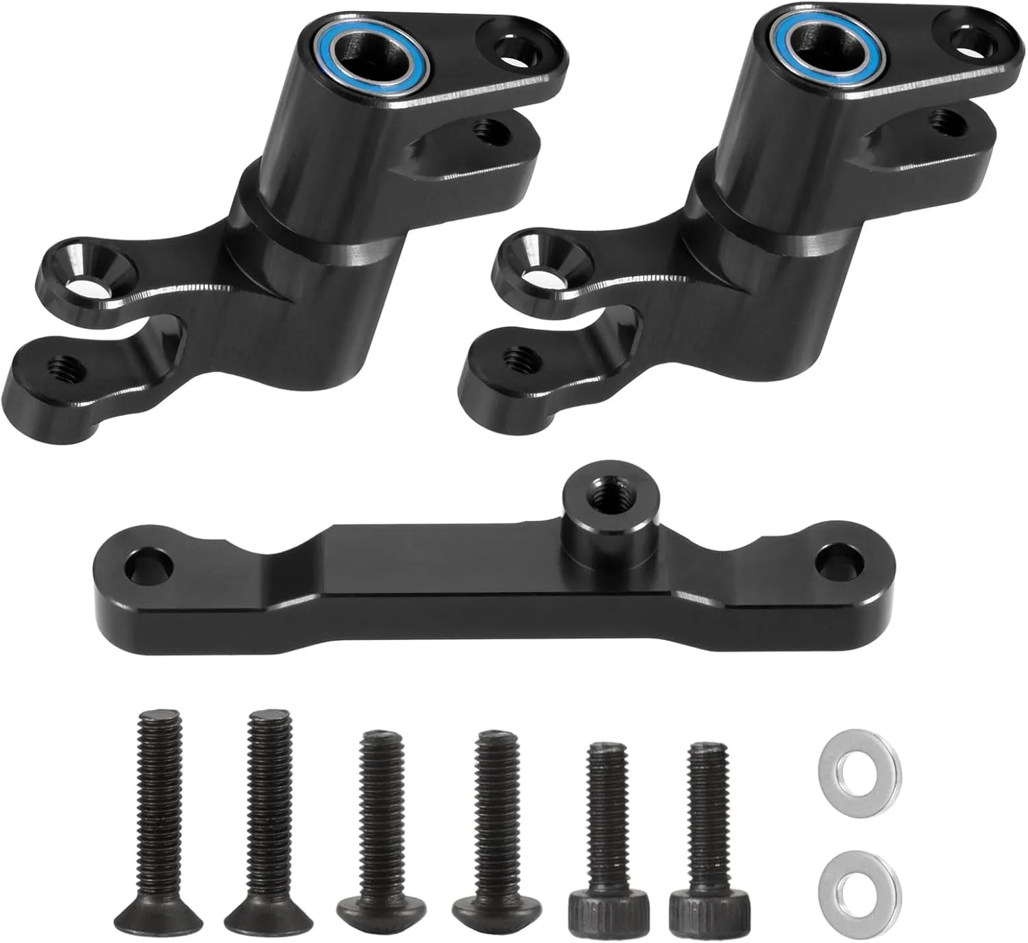 Aluminum Alloy Front Bellcrank Steering Assembly Set Upgrade Parts for Tra-xxas 1/16 Mini Maxx 2S RC Car Buggy (Black)