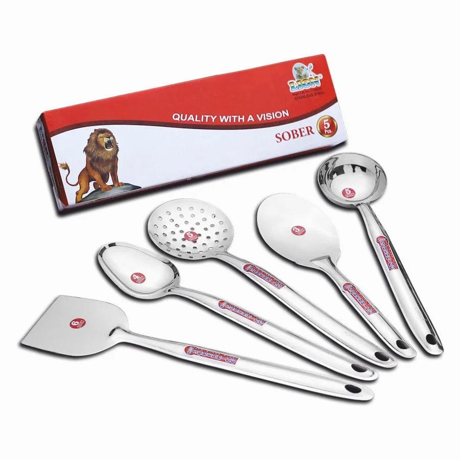 AM2340 Lion Sober Stainless Steel Handel Utensils Cooking Tool Set 5 Pcs