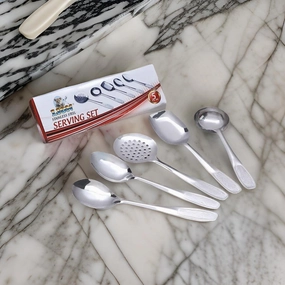 AM2341 Lion Red Rose Stainless Steel Handel Utensils Spoons Serving Cooking Tool Set 5 Pcs