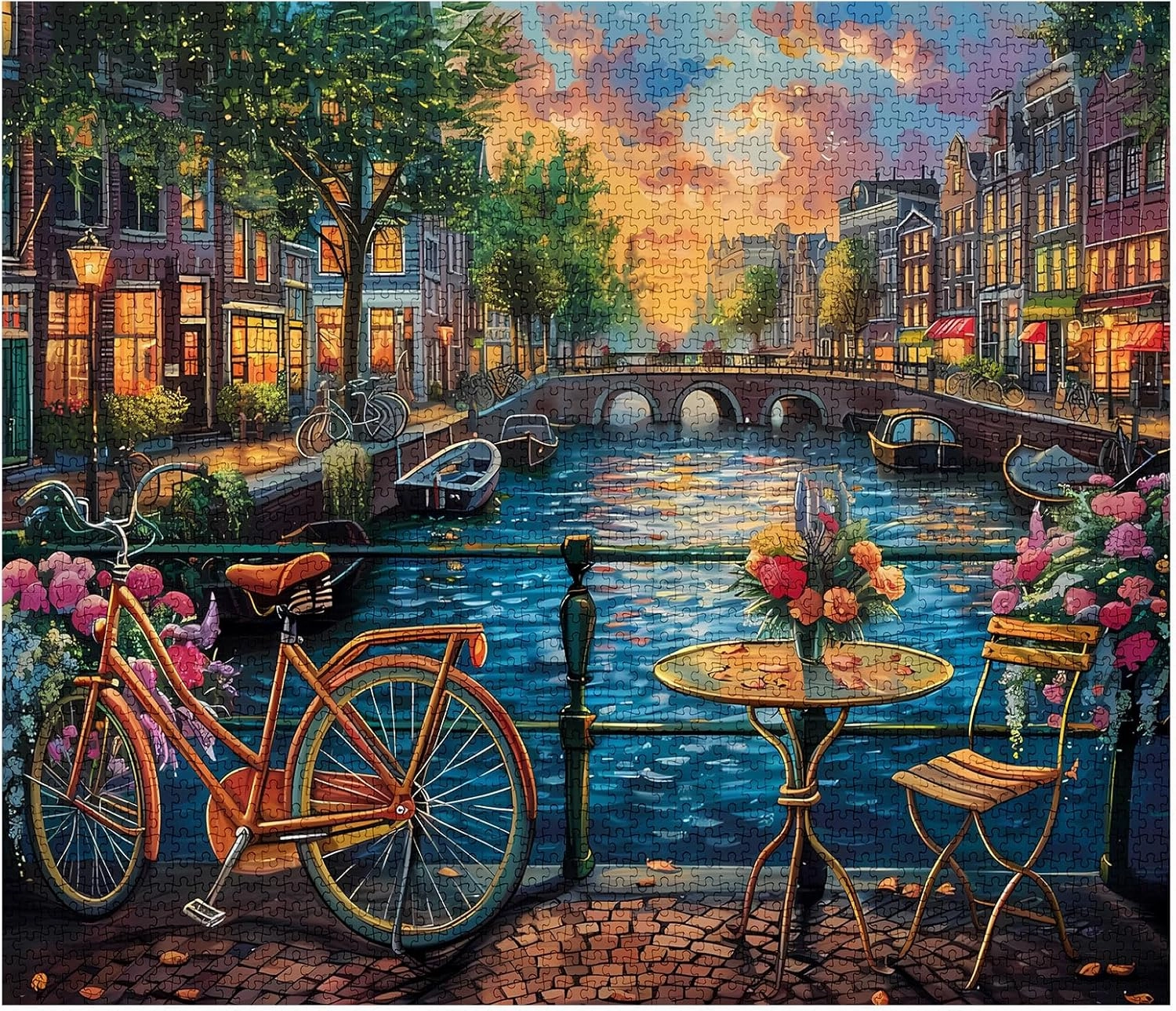 Amsterdam Canal Night View Jigsaw Puzzle