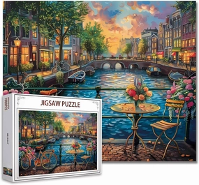 Amsterdam Canal Night View Jigsaw Puzzle