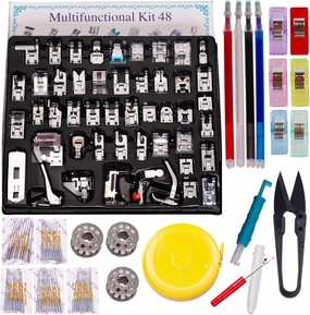 AMZTKDIY Sewing Machine Feet Set Sewing Foot Set Presser Feet Kit Accessories Multifunctional for Brother Singer Babylock Janome Toyota New Home Other Sewing Machines (Presser Foot Set 48 Pcs)