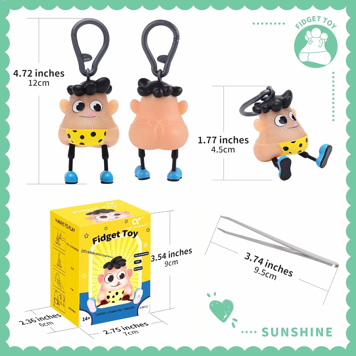 Angel's Wonderland Polka Blackheads Remover Toy,Skin Picking Fidget Toys,Pimple Popper Toys as Fun Gag Novelty Gifts,Stress Relief Toy Hair Pulling,Anti Anxiety Toys Weird Silver Gray Keychain