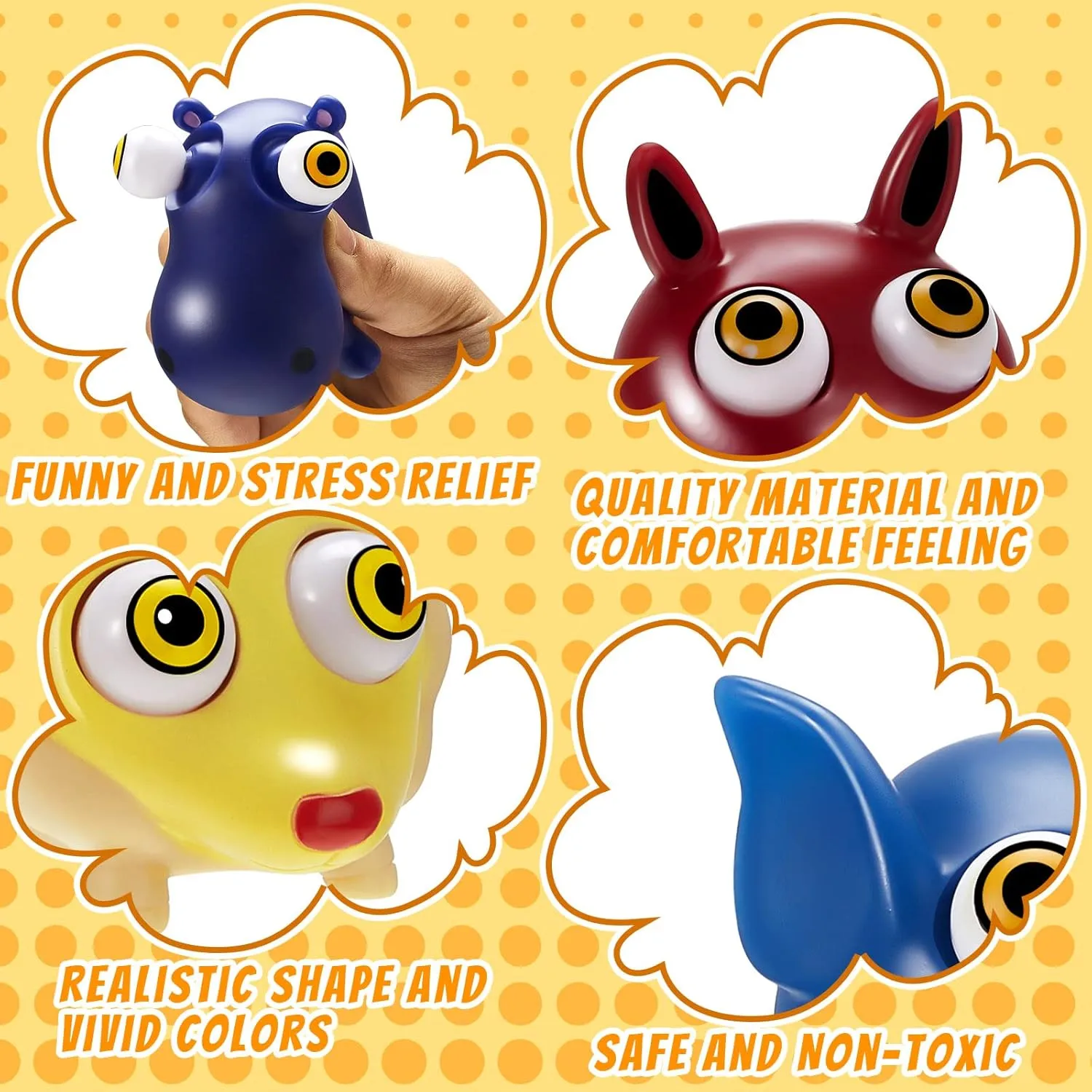 Animals Stress Relief Toys Popping Out Eyes Raised Eyes Animal Toy Anti Stress Animal Eye Goodie Bag Fillers, Birthday Party Favors for Boys Girls(50 Set, Cute Style)