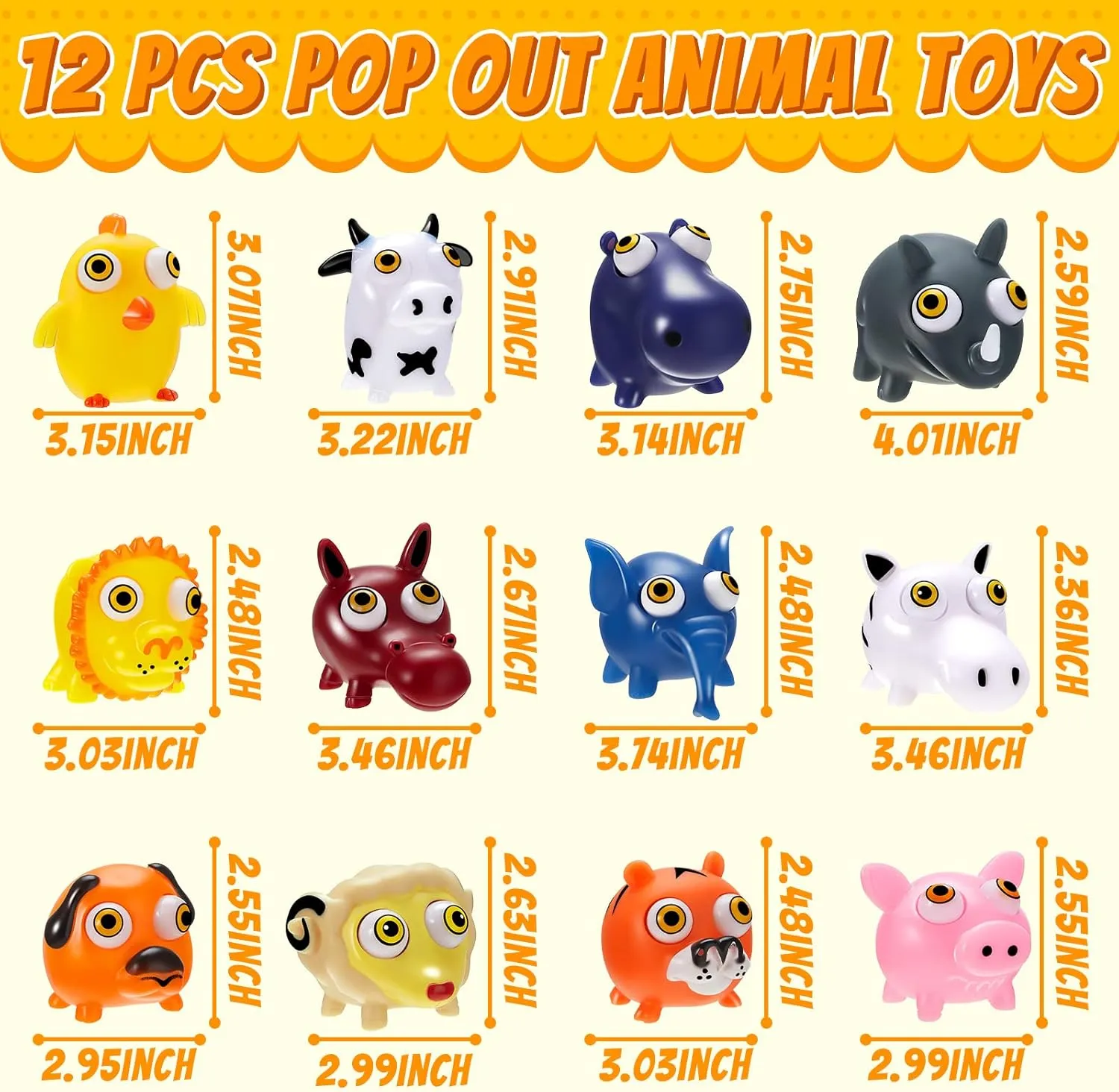 Animals Stress Relief Toys Popping Out Eyes Raised Eyes Animal Toy Anti Stress Animal Eye Goodie Bag Fillers, Birthday Party Favors for Boys Girls(50 Set, Cute Style)