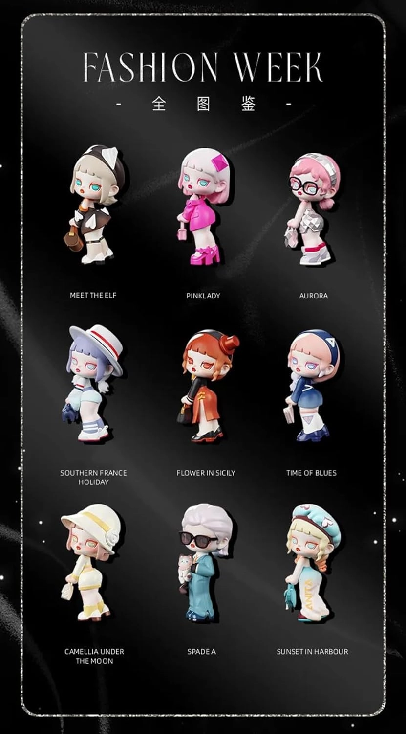 Anita Cute Doll Fashion Week Series Figures 8PCs Random Design Box Toys for Modern Home Decor, Collectible Toy Set for Desk Accessories