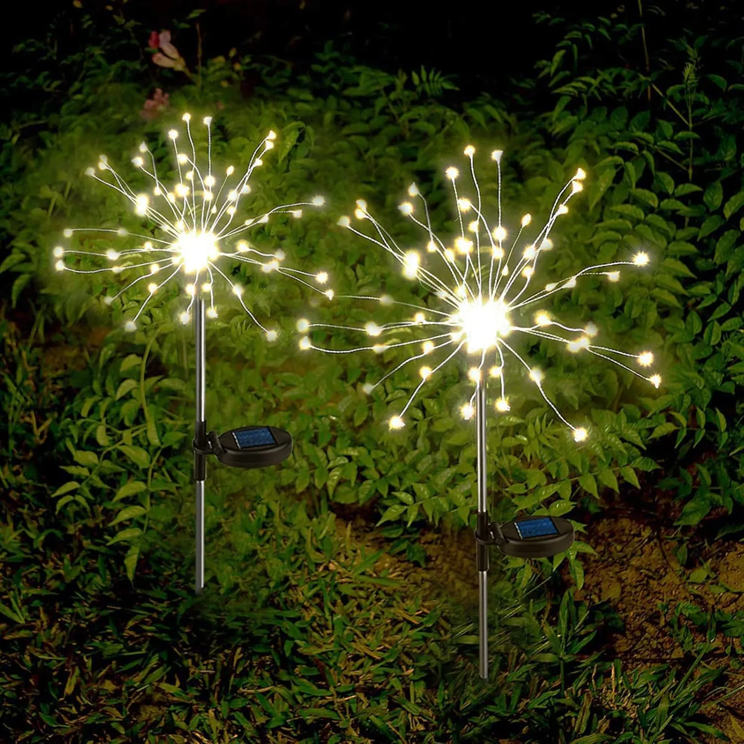 Anordsem Solar Lights Outdoor Waterproof: Garden Light Solar Powered for Yard Outside - Sparkler Fireworks Twinkle Lighting Path Decor 2 Pack - LED Starburst Gardening Gifts for Women Mom Wife