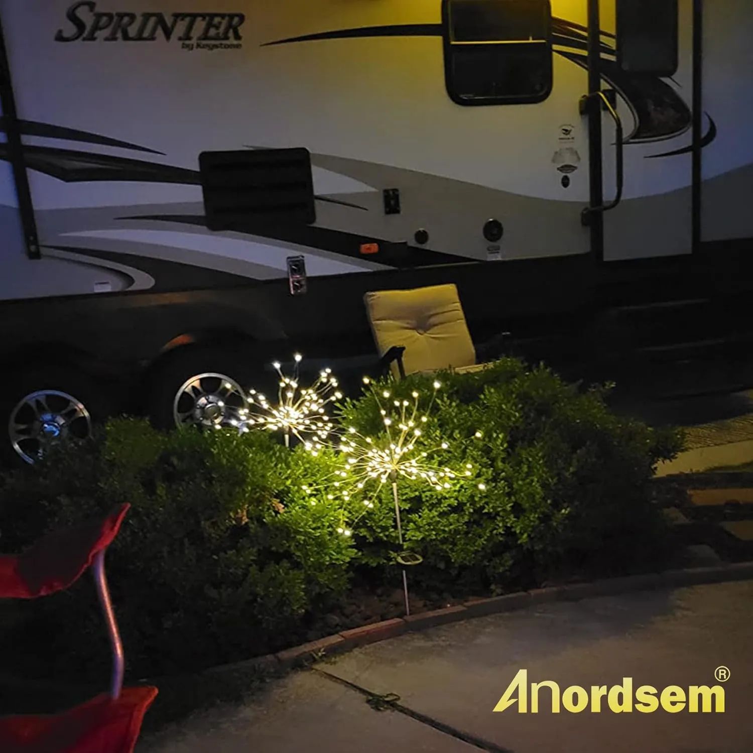 Anordsem Solar Lights Outdoor Waterproof: Garden Light Solar Powered for Yard Outside - Sparkler Fireworks Twinkle Lighting Path Decor 2 Pack - LED Starburst Gardening Gifts for Women Mom Wife
