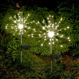 Anordsem Solar Lights Outdoor Waterproof: Garden Light Solar Powered for Yard Outside - Sparkler Fireworks Twinkle Lighting Path Decor 2 Pack - LED Starburst Gardening Gifts for Women Mom Wife