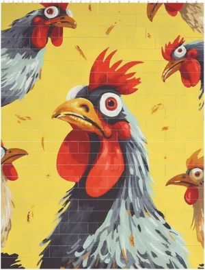 Art Chicken Painting Building Block Puzzle Personalized Building Bricks for Adults Square Shaped DIY Brick Block Puzzles Valentine's Day Gifts for Home Decor Brick Puzzle