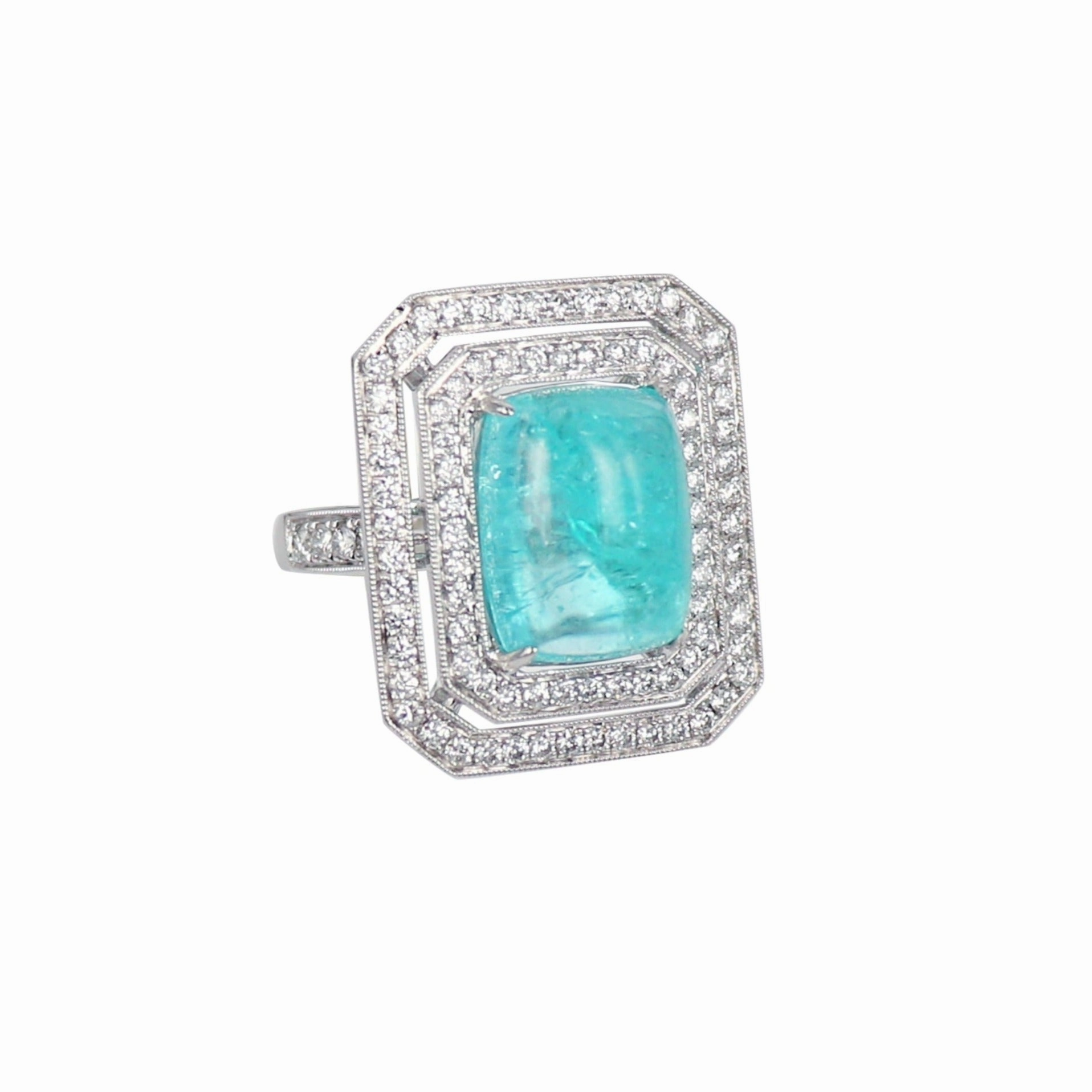 Art Deco Paraiba Tourmaline Diamond Ring