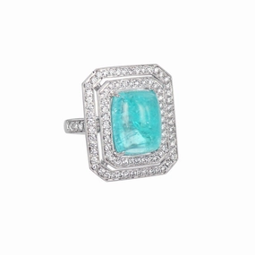 Art Deco Paraiba Tourmaline Diamond Ring