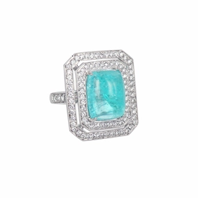 Art Deco Paraiba Tourmaline Diamond Ring