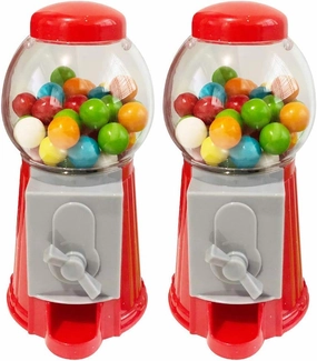 ArtCreativity Gumball Machine for Kids, Set of 2, 5.25 Inch Desktop Bubble Gum Mini Candy Dispenser, Money Saving Coin Bank, Valentines Gift for Kids, Vintage Office Desk Decoration- Gumballs Included