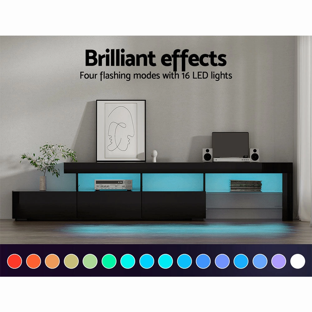 Artiss Entertainment Unit TV Cabinet LED 215cm Black Caya-NT_Metro
