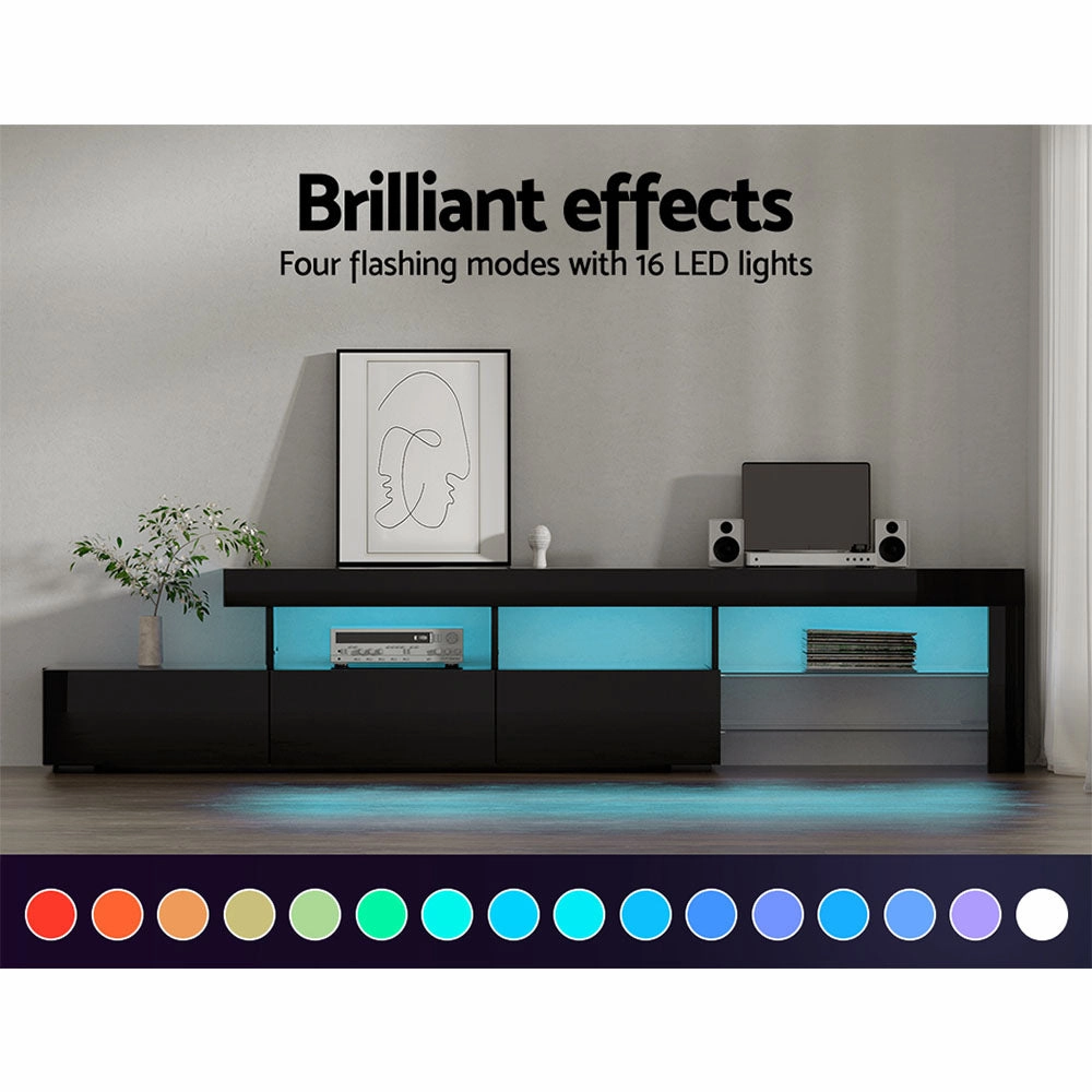 Artiss Entertainment Unit TV Cabinet LED 215cm Black Caya-QLD_Metro