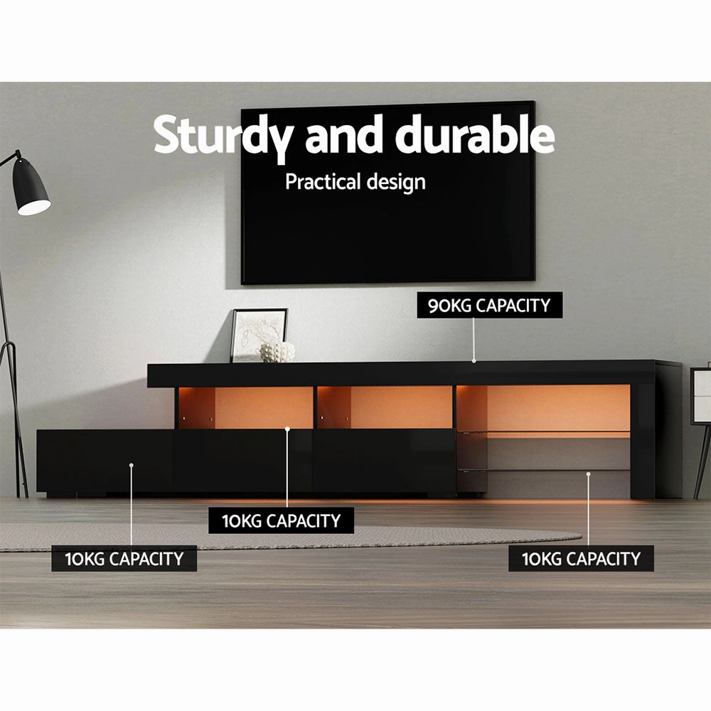 Artiss Entertainment Unit TV Cabinet LED 215cm Black Caya-QLD_Metro