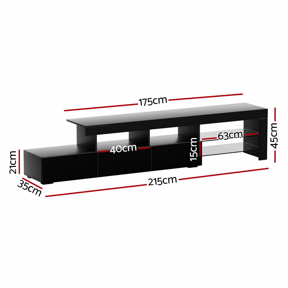 Artiss Entertainment Unit TV Cabinet LED 215cm Black Caya-QLD_Metro
