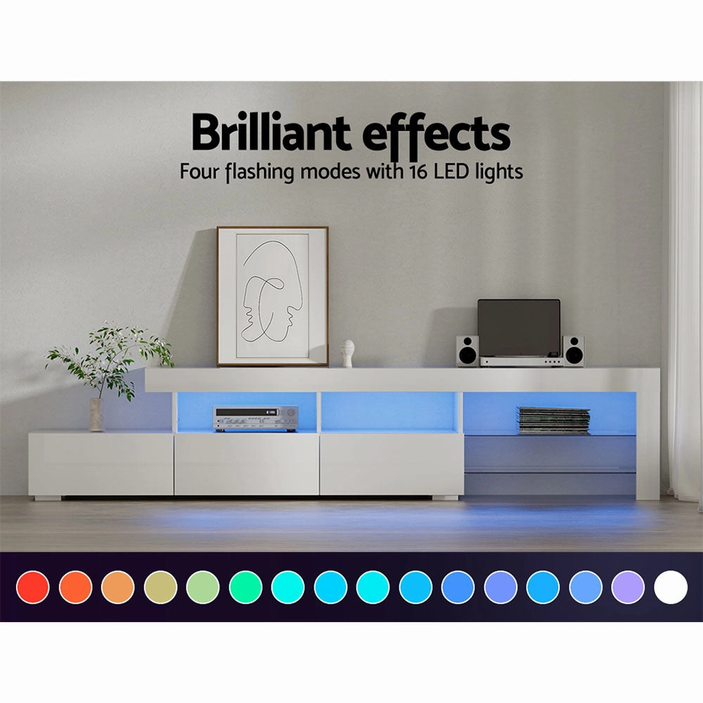 Artiss Entertainment Unit TV Cabinet LED 215cm White Caya-VIC_Metro