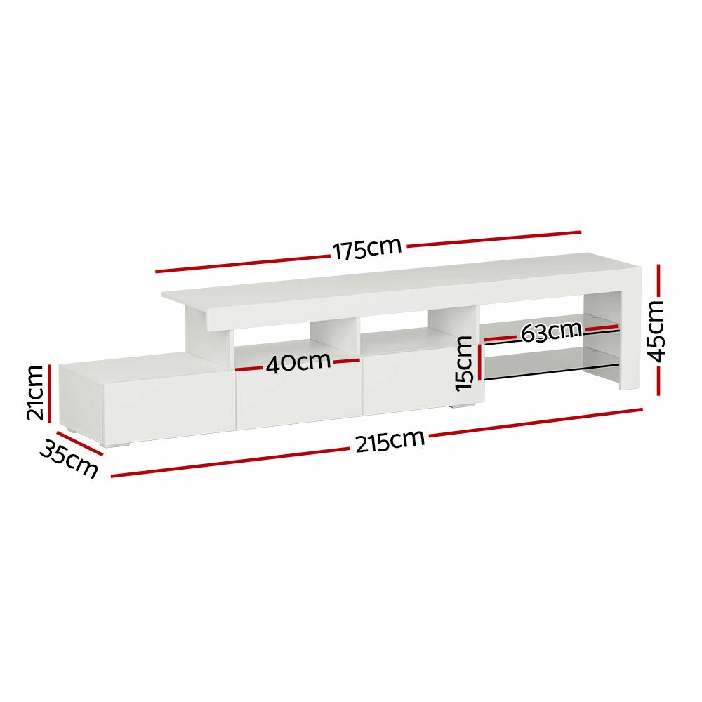 Artiss Entertainment Unit TV Cabinet LED 215cm White Caya-VIC_Metro