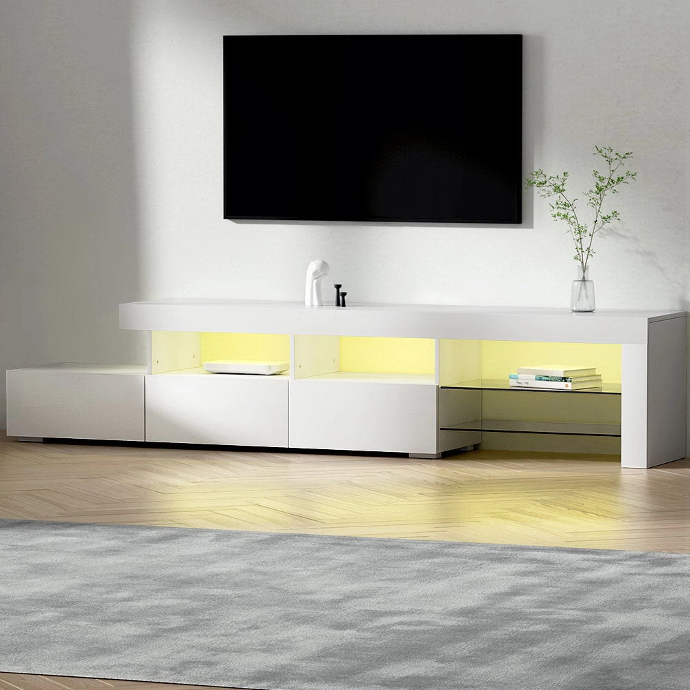 Artiss Entertainment Unit TV Cabinet LED 215cm White Caya-VIC_Metro