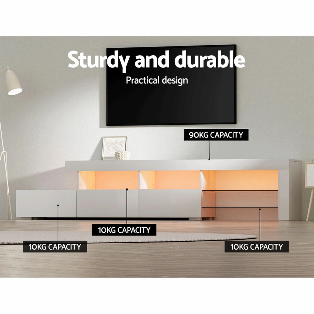 Artiss Entertainment Unit TV Cabinet LED 215cm White Caya-VIC_Metro