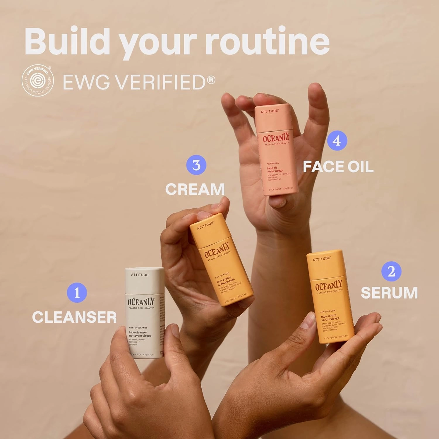 ATTITUDE Oceanly Glow Trio Skincare Box Set, EWG Verified, Plastic-free, Plant and Mineral-Based, Vegan, PHYTO GLOW, Set of 3 Travel Size Sticks