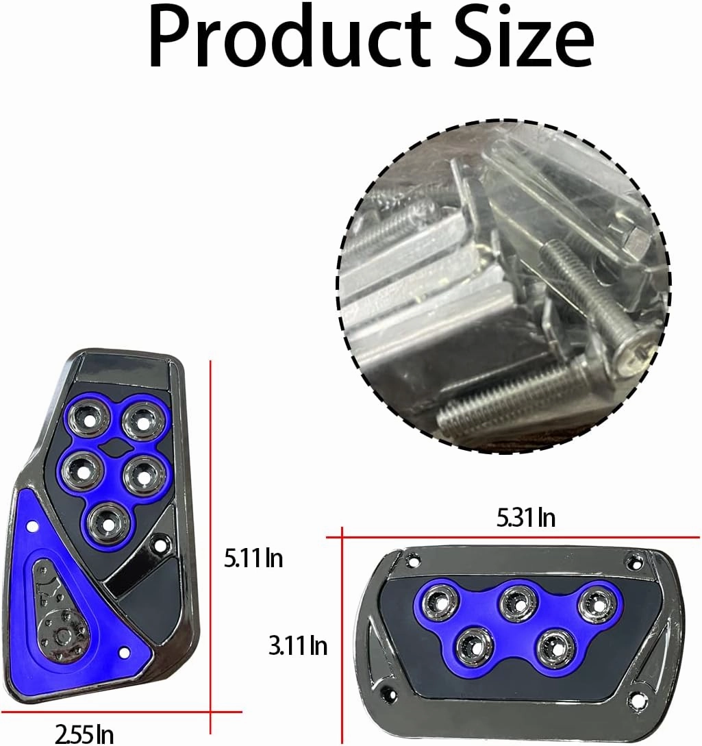 AUCELI 2PCS Nonslip Car Pedal Pads, Automatic Transmission Brake and Accelerator Pedal Covers, No Drilling Vehicle Foot Treadle Set, Car Interior Replacement Accessories for Automatic Vehicles (Blue)