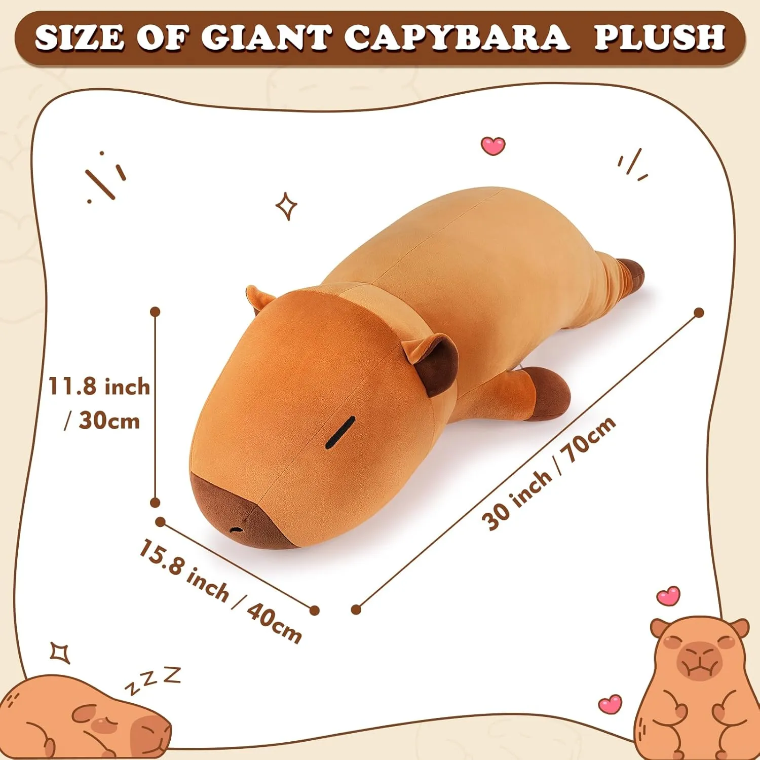 Auspicious beginning 30'' Giant Capybara Plush Stuffed Animal- Cute Capybara Plush Pillow Plushies, Large Sleeping Hugging Stuffed Animal, Cute Body Pillow Birthday Gifts for Kids Girls Boys